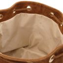 TL Bag Borsa Secchiello in Pelle Scamosciata con Frange Cognac TL142291