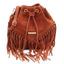 TL Bag Suede Leather Fringe Bucket bag Brandy TL142291