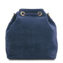 TL Bag Bolso Cubo Secchiello en Piel de Gamuza con Flecos Azul oscuro TL142291