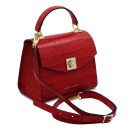 Atena Croc Print Leather Handbag Red TL142267